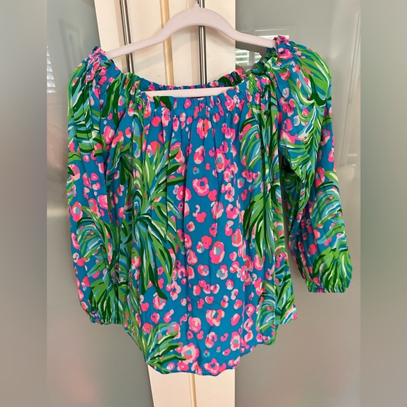 Lilly Pulitzer Blakely  Off-The-Shoulder
Turquoise Shore I Spy Engineered Woven - Picture 4 of 5